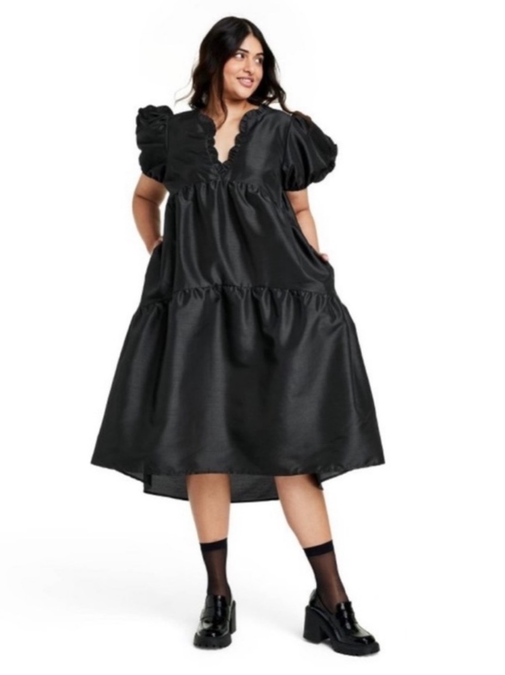 Kika Vargas Black Tiered Ruffle Dress Size 1X
